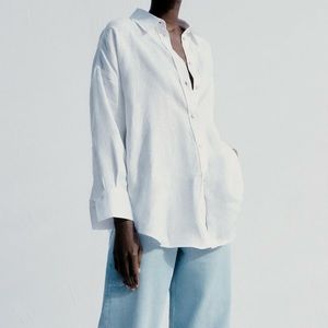 Zara white linen shirt